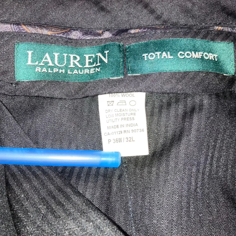Ralph Lauren Dress Pants Men 36x30 100%‎ Wool Flat Front Straight Leg Gray